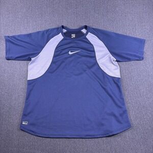 Nike Performance Mens Blue White Graphic Logo Athletic Pullover T-Shirt Size 2XL